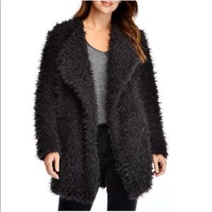 Black faux fur poodle goat fur coat XXL NWT